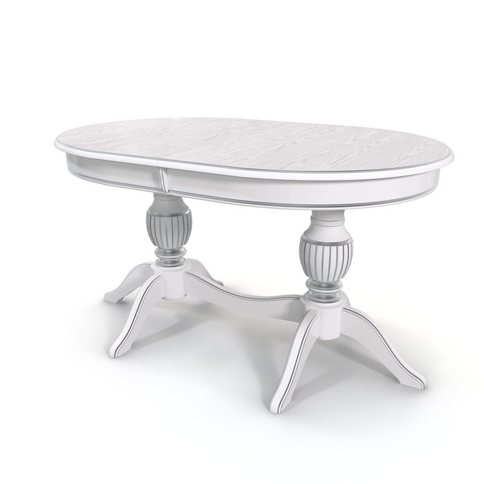 Раздвижной обеденный стол Йорк белого цвета с серебряной патиной - лучшие Обеденные столы в INMYROOM