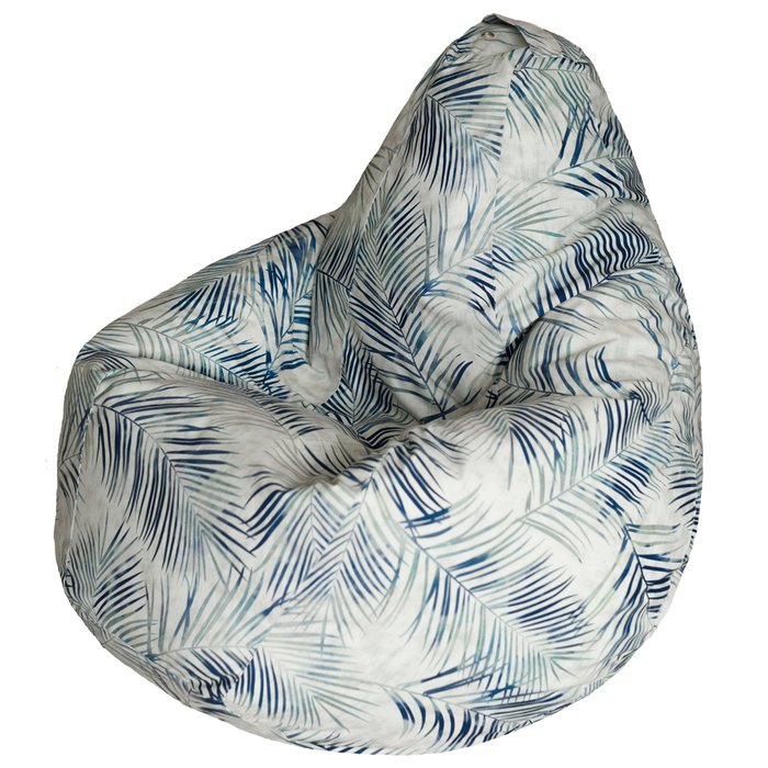 Кресло-мешок Груша XL Тропики Лайт бежево-синего цвета