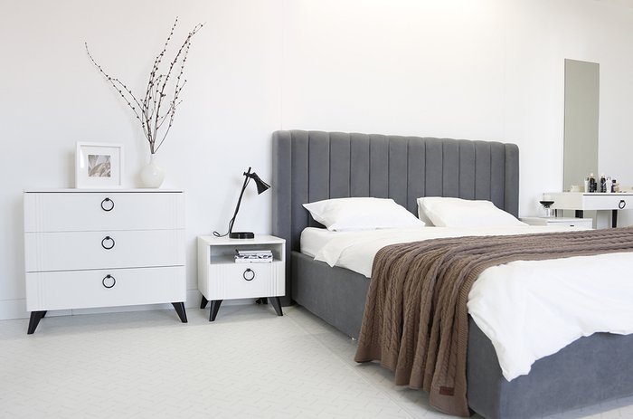 Кровать без подъемного механизма Ева 160х200 темно-серого цвета - лучшие Кровати для спальни в INMYROOM