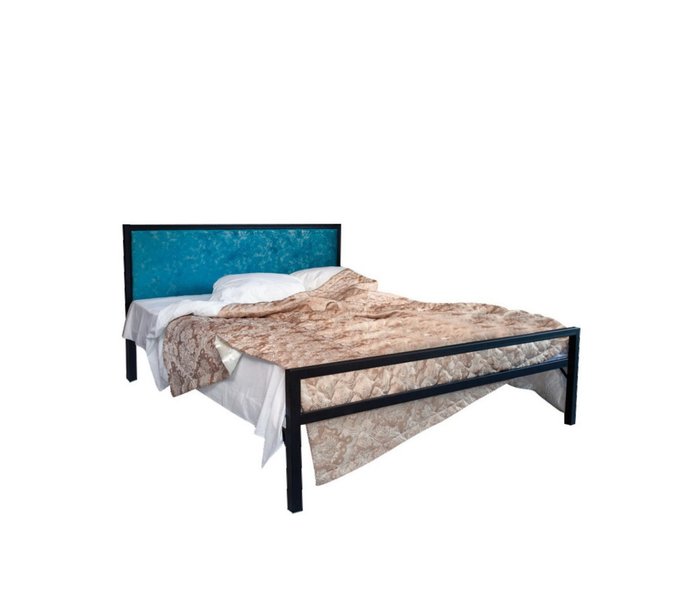 Кровать Лоренцо 180х200 черного цвета с лазурной вставкой - купить Кровати для спальни по цене 30990.0