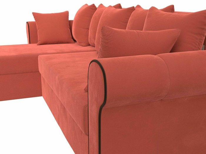 Угловой диван-кровать Рейн кораллового цвета левый угол - лучшие Угловые диваны в INMYROOM