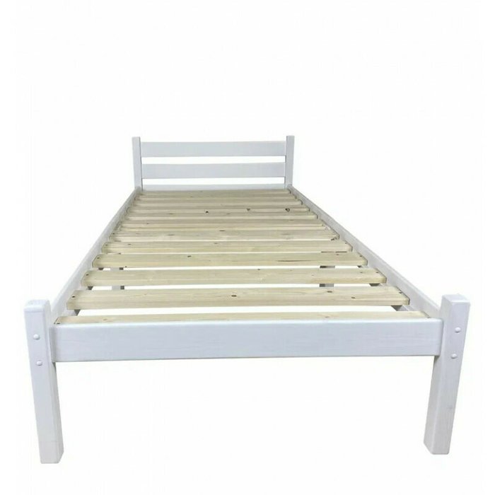 Кровать односпальная Классика Компакт сосновая 100х190 белого цвета - лучшие Кровати для спальни в INMYROOM