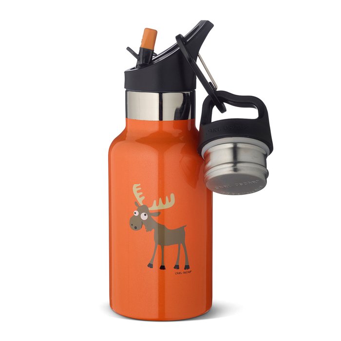 Детская термос-фляга Temp Flas Moose оранжевого цвета 