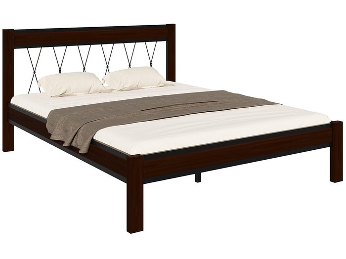 Кровать Кантри 160х200 без подъемного механизма черно-коричневого цвета - купить Кровати для спальни по цене 36238.0
