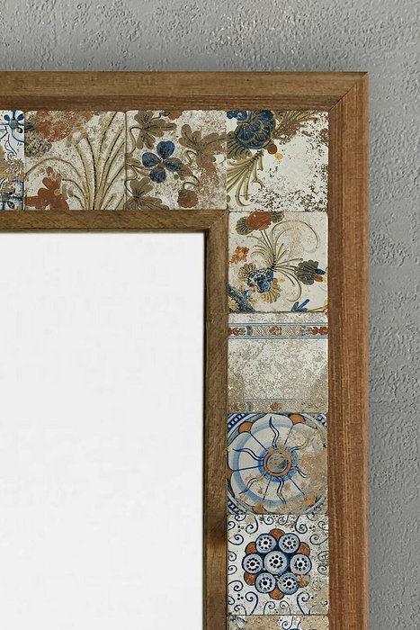 Настенное зеркало с каменной мозаикой 43x63 бежево-коричневого цвета - лучшие Настенные зеркала в INMYROOM