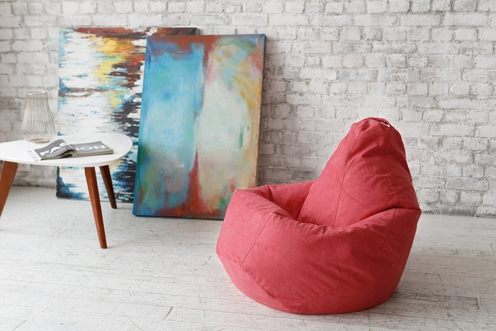 Кресло-мешок Груша 2XL в обивке из велюра кораллового цвета - лучшие Бескаркасная мебель в INMYROOM