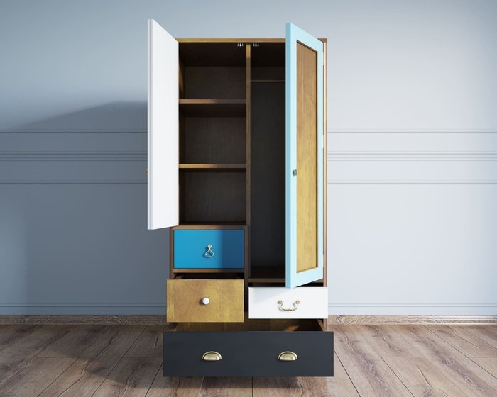 Шкаф Aquarelle двухдверный с ящиками - лучшие Шкафы распашные в INMYROOM