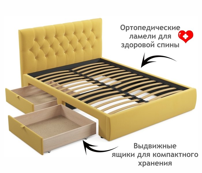 Кровать Verona 160х200 желтого цвета без подъемного механизма - лучшие Кровати для спальни в INMYROOM