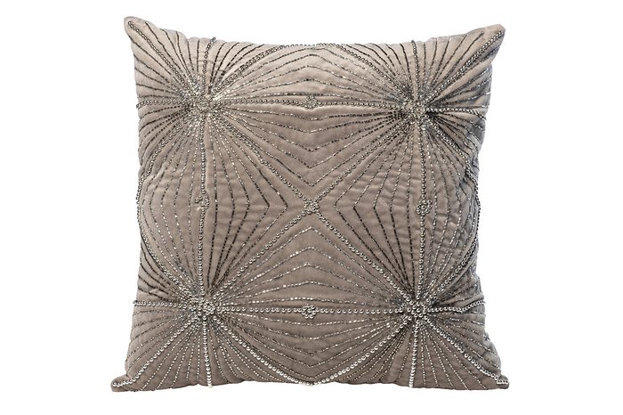 Подушка с бисером Лучи серебряного цвета