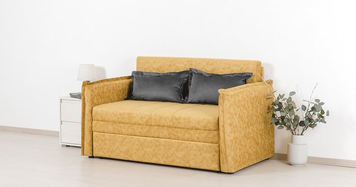 Диван-кровать Виола желтого цвета - купить Прямые диваны по цене 24505.0