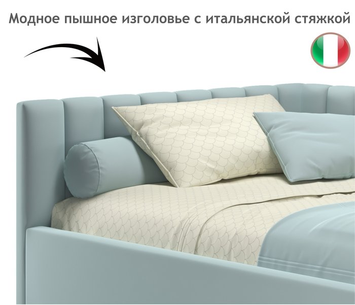 Кровать Milena 120х200 голубого цвета без подъемного механизма - лучшие Кровати для спальни в INMYROOM