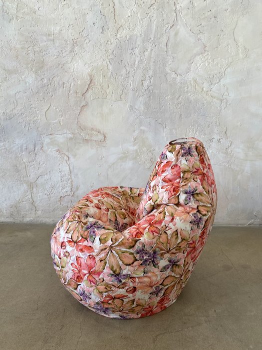 Кресло-мешок Груша Цветы L оранжево-бежевого цвета - лучшие Бескаркасная мебель в INMYROOM