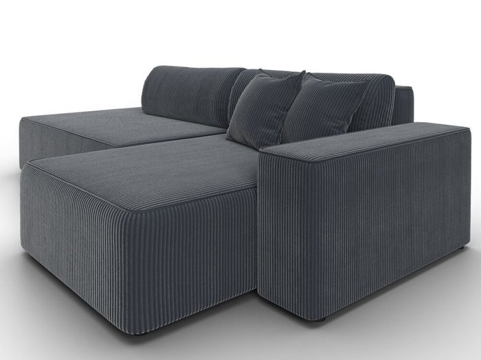 Угловой диван-кровать Лига-079 темно-серого цвета правый - лучшие Угловые диваны в INMYROOM