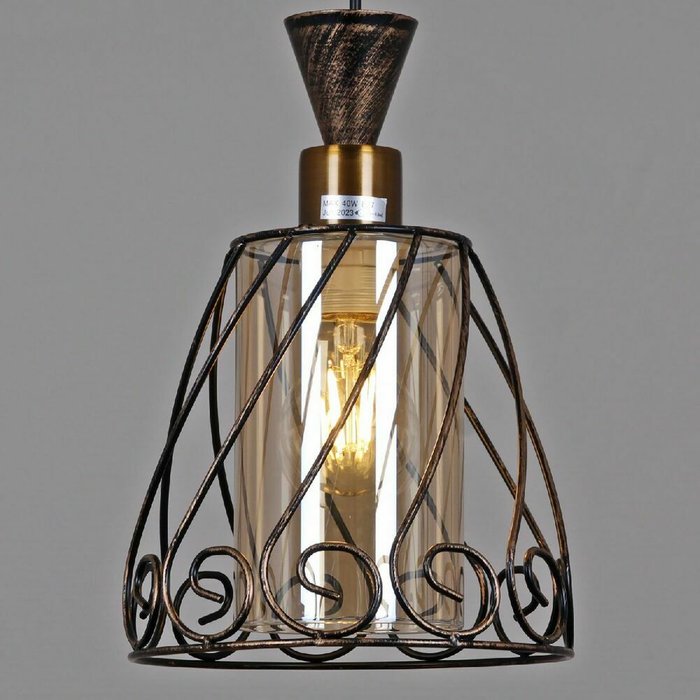 Подвесной светильник 03609-0.4-03 BK+GD (стекло, цвет коричневый) - лучшие Подвесные светильники в INMYROOM