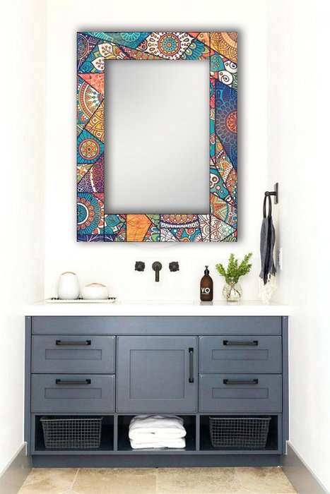 Дизайнерское зеркало Калейдоскоп в деревянной раме 75х110 - купить Настенные зеркала по цене 12490.0