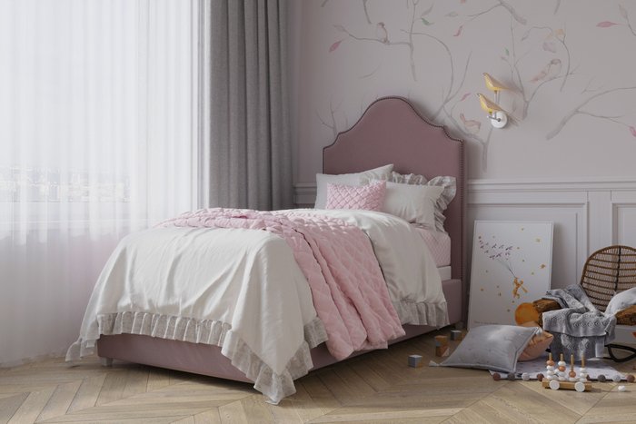 Кровать Ell 120х200 розового цвета с подъемным механизмом - купить Кровати для спальни по цене 61090.0