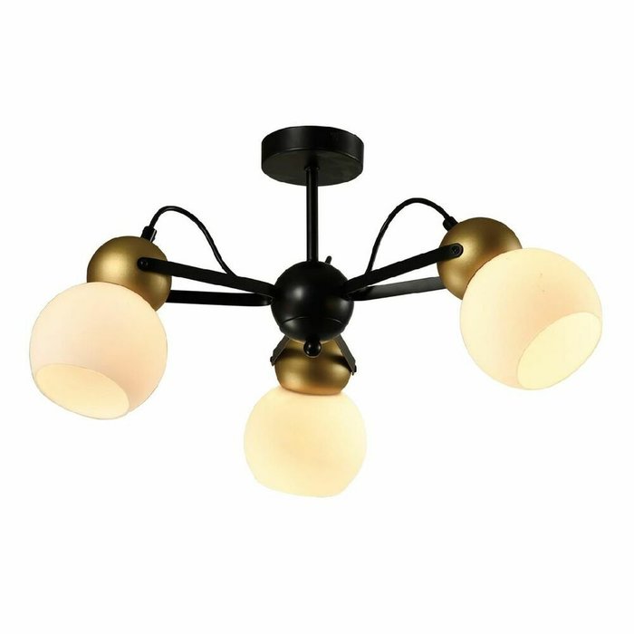 Люстра на штанге Cleo MD.22438-3-S-BK+GD (стекло, цвет белый) Люстра на штанге Cleo MD.22438-3-S-BK+GD (стекло, цвет белый)
