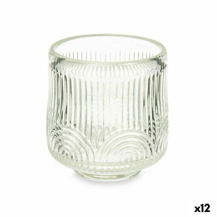 Подсвечник Лучи Прозрачный Стеклянный 7,5 x 7,8 x 7,5 cm (12 штук)