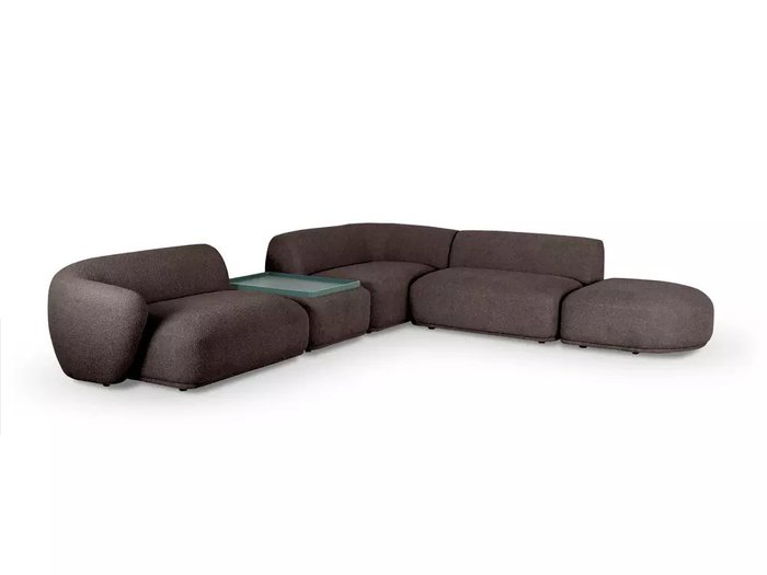 Угловой модульный диван Fabro темно-коричневого цвета
