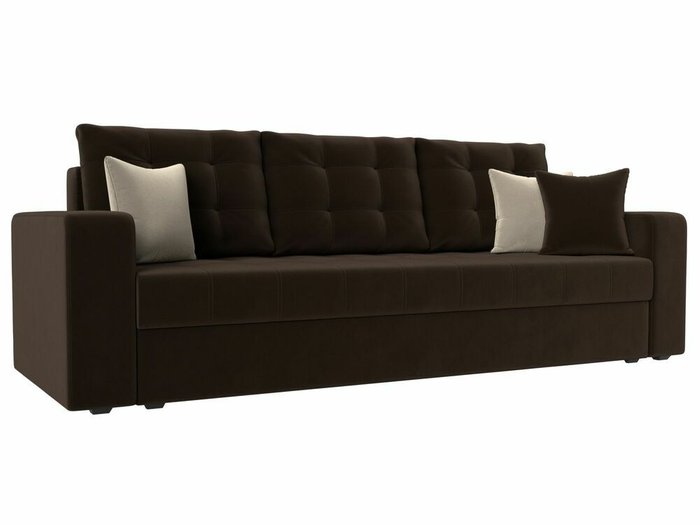 Прямой диван-кровать Ливерпуль темно-коричневого цвета