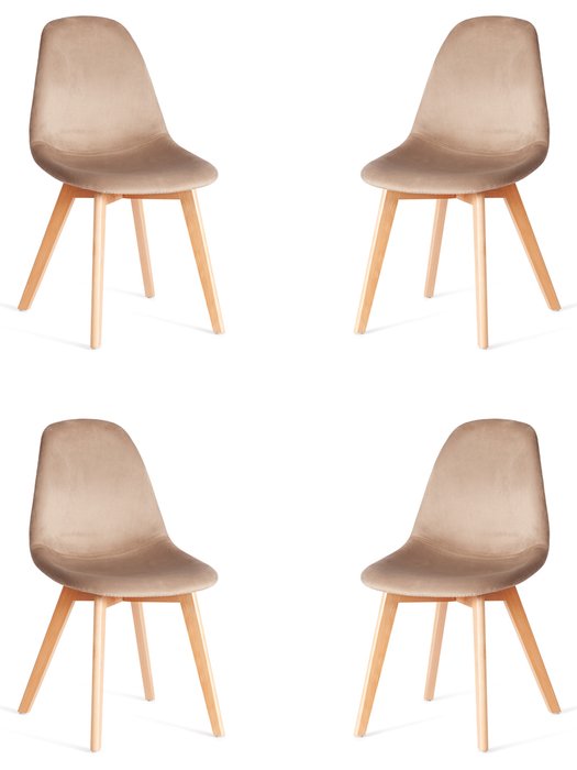 Комплект из четырех стульев Cindy Soft бежево-коричневого цвета