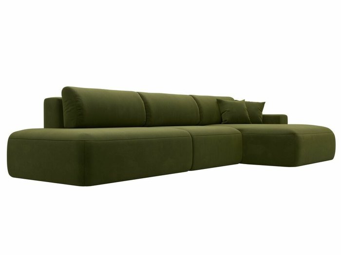 Угловой диван-кровать Лига 036 Модерн Лонг зеленого цвета правый угол - лучшие Угловые диваны в INMYROOM