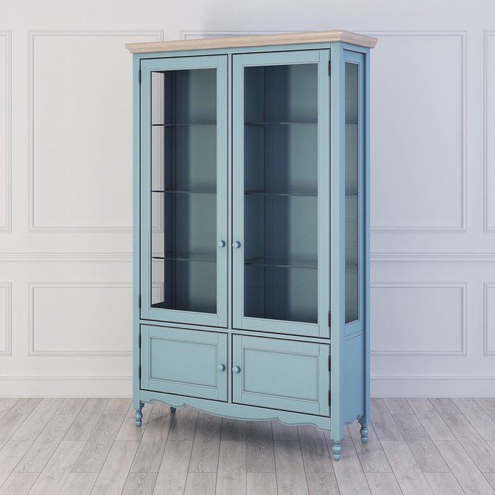 Шкаф-витрина Leblanc голубого цвета  - купить Шкафы витринные по цене 161700.0