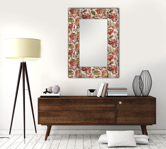 Настенное зеркало Цветы Прованс в деревянной раме 75х170 - купить Настенные зеркала по цене 16990.0