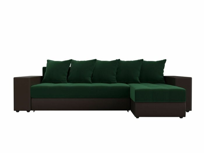 Угловой диван-кровать Дубай зелено-коричневого цвета (ткань/экокожа)  правый угол - купить Угловые диваны по цене 57999.0