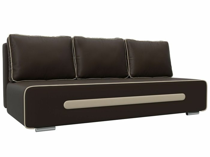 Прямой диван-кровать Приам коричневого цвета (экокожа)