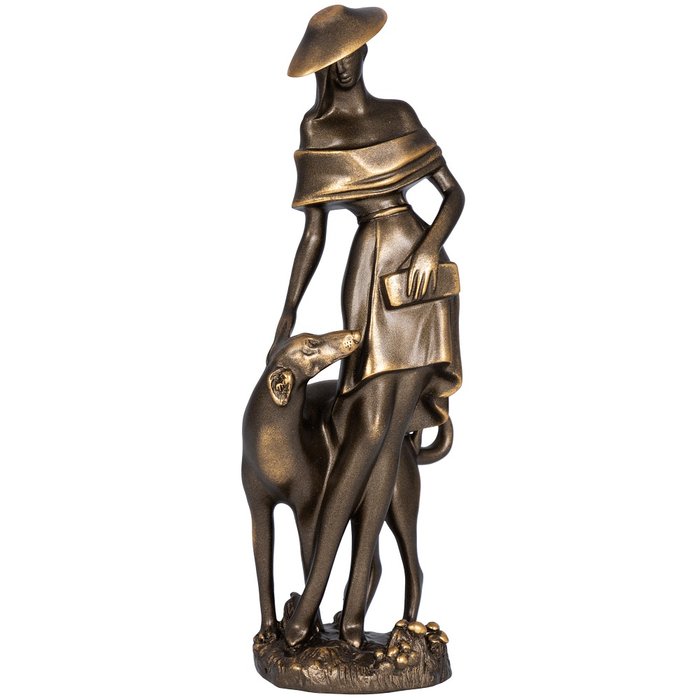 Скульптура Девушка с собакой бронзового цвета - лучшие Фигуры и статуэтки в INMYROOM