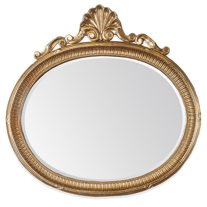 Настенное зеркало в раме золотого цвета
