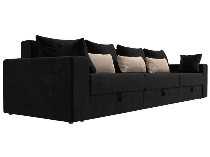 Прямой диван-кровать Мэдисон Long черно-бежевого цвета - лучшие Прямые диваны в INMYROOM