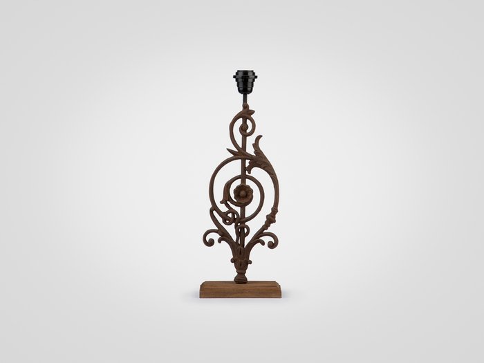 Настольная Лампа на подставке без абажура из состаренного дерева