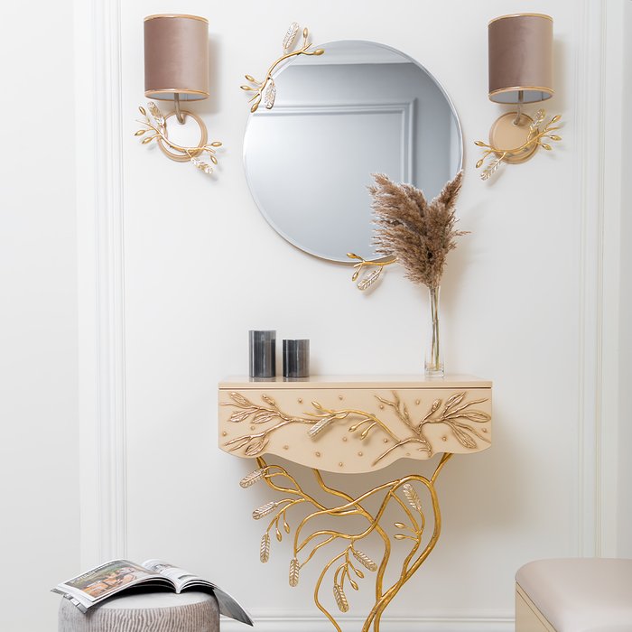 Зеркало настенное Oliva Branch Айвори с кованными элементами - лучшие Настенные зеркала в INMYROOM