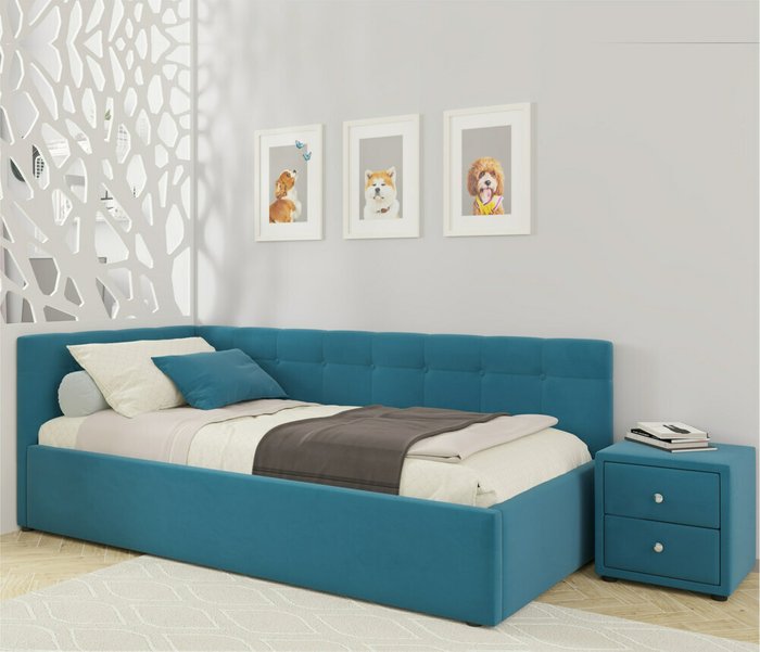 Кровать Colibri 80х160 с подъемным механизмом синего цвета - купить Одноярусные кроватки по цене 21990.0