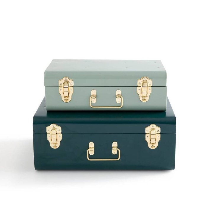 Комплект из двух чемоданчиков из металла Masa зеленого цвета - лучшие Сундуки в INMYROOM