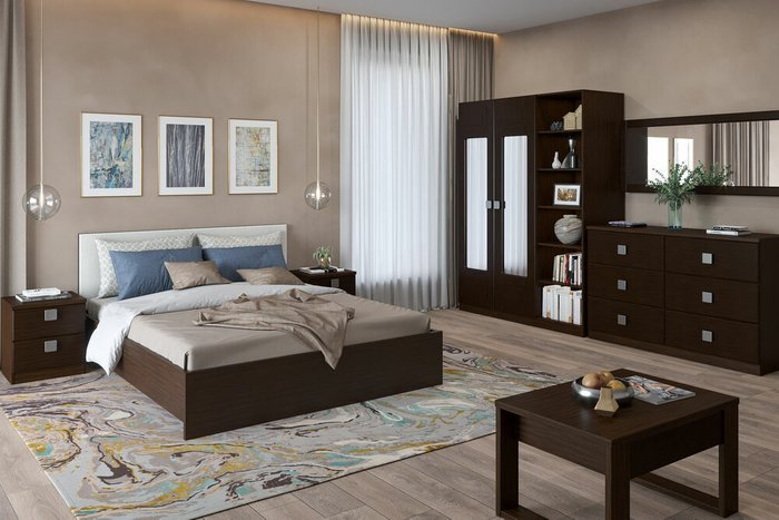 Кровать Анастасия 160x200 темно-коричневого цвета - купить Кровати для спальни по цене 46797.0
