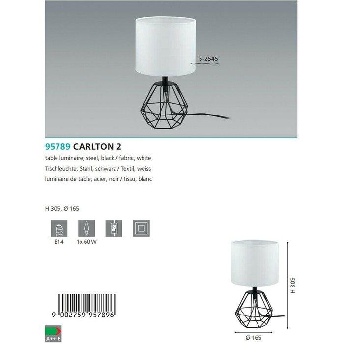 Лампа настольная Eglo Carlton 2 95789 - купить Настольные лампы по цене 2690.0