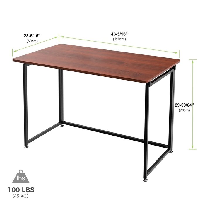 Складной письменный стол коричневого цвета со стальным каркасом  - лучшие Письменные столы в INMYROOM