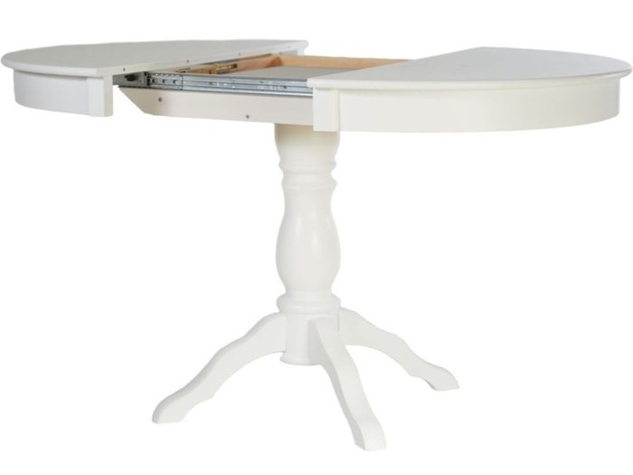 Раздвижной обеденный стол Гелиос белого цвета - лучшие Обеденные столы в INMYROOM