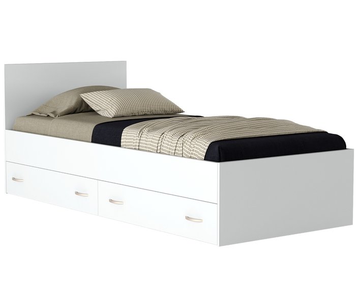 Кровать Виктория 80х200 белого цвета с матрасом и ящиками
