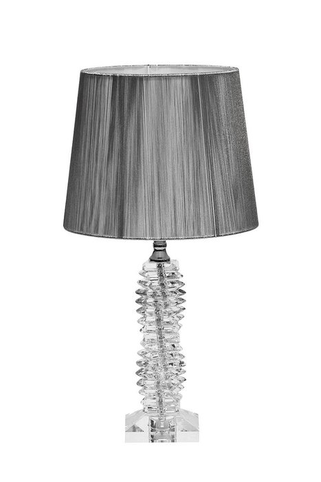 Настольная стеклянная лампа с серым абажуром