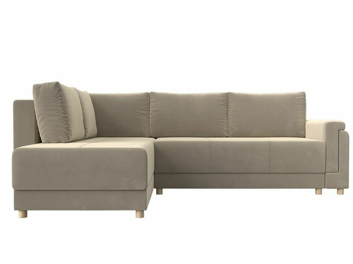 Угловой диван-кровать Лига 024 бежевого цвета левый угол - купить Угловые диваны по цене 66999.0
