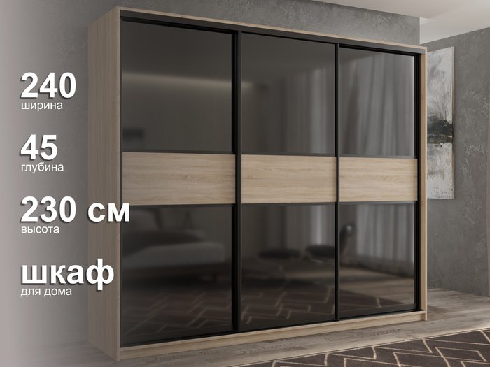 Шкаф-купе Кааппи-12 240 М цвета Дуб сонома  - лучшие Шкафы-купе в INMYROOM