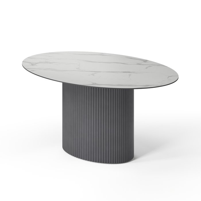 Овальный обеденный стол Эрраи M черно-белого цвета