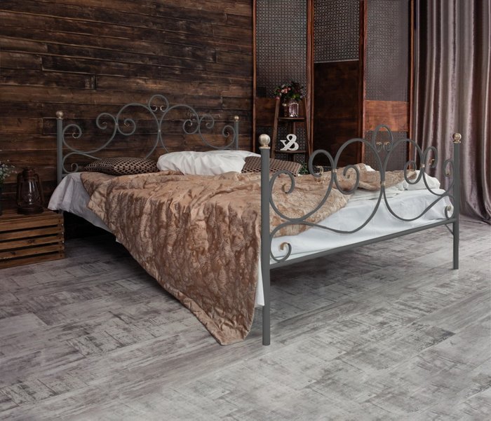 Кованая кровать Флоренция 160х200 серого цвета  - лучшие Кровати для спальни в INMYROOM