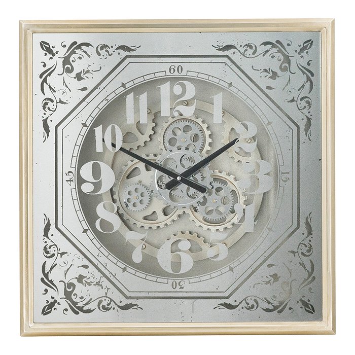 Настенные часы 60х60 серебристо-золотого цвета - купить Часы по цене 26289.0