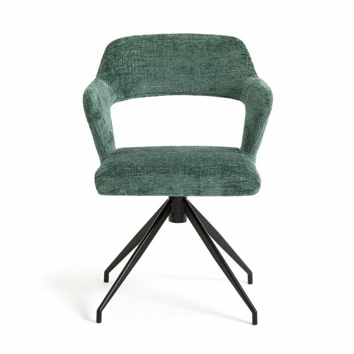Кресло обеденное вращающееся с эффектом синели Asyar зеленого цвета - купить Интерьерные кресла по цене 42195.0