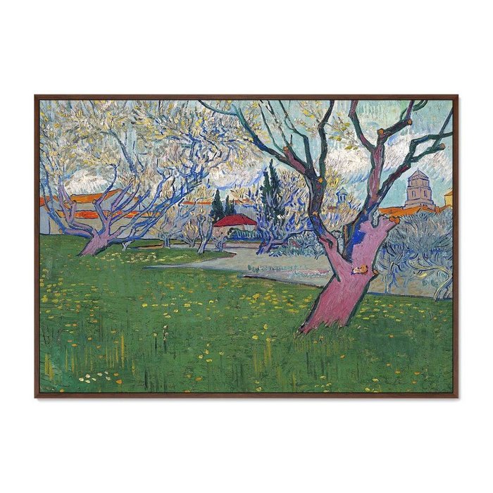 Репродукция картины View of Arles with Trees in Blossom 1889 г. - купить Картины по цене 21999.0